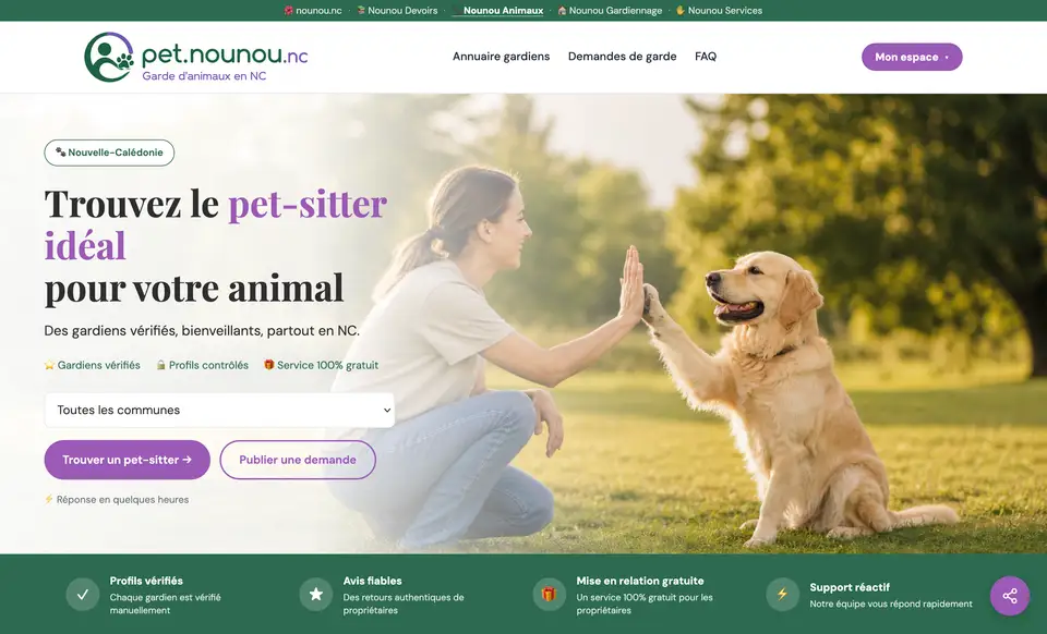 Capture du site pet.nounou.nc
