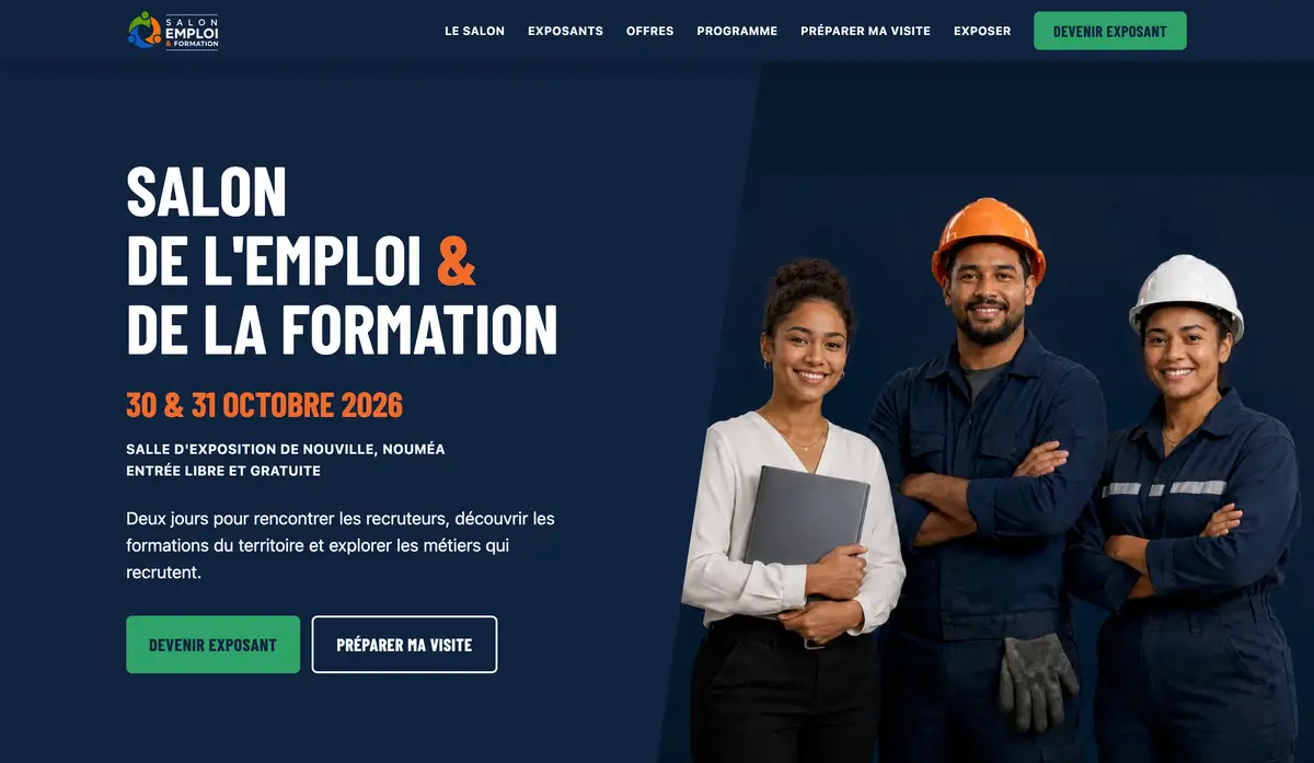 Capture de la page d’accueil du site salonemploi.nc